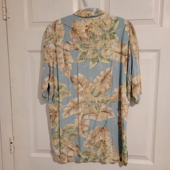 Tori Richard blue leaf Hawaii theme shirt - Picture 2 of 6